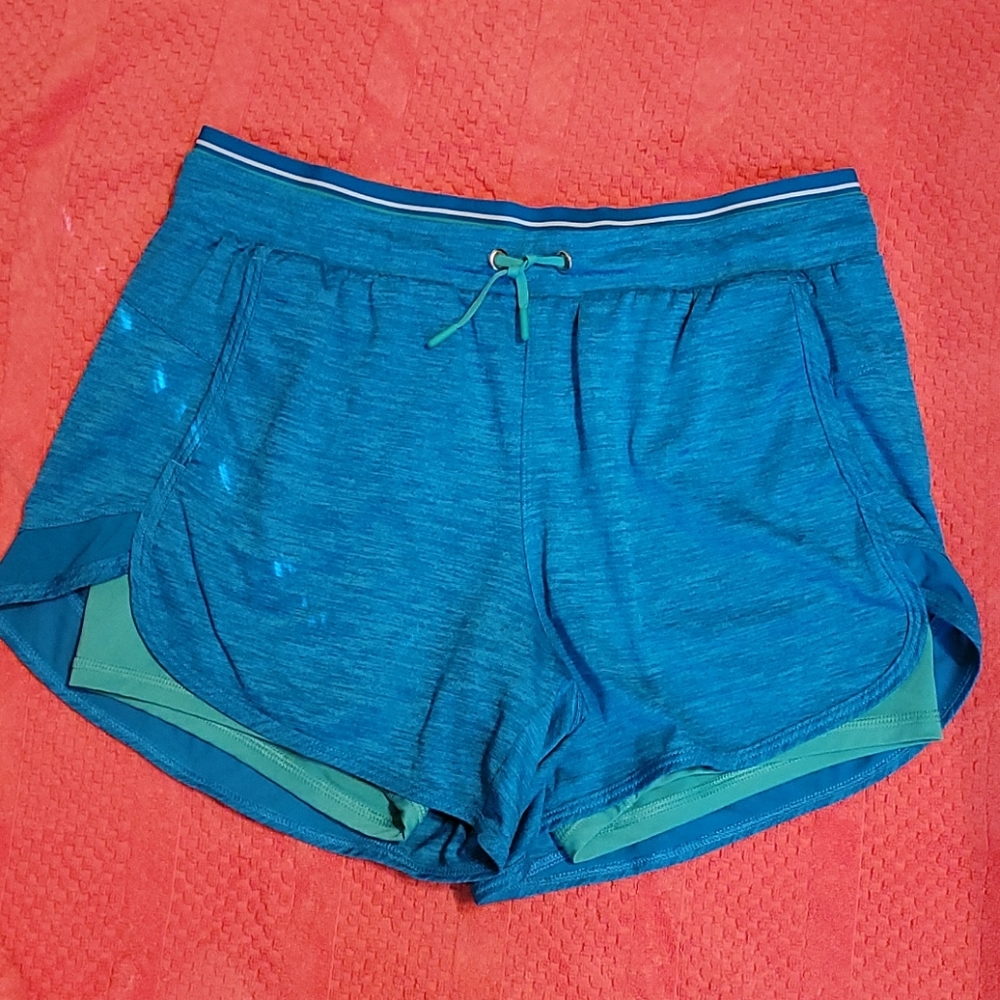 Avia shorts - Teal Heather with lime liner - size
